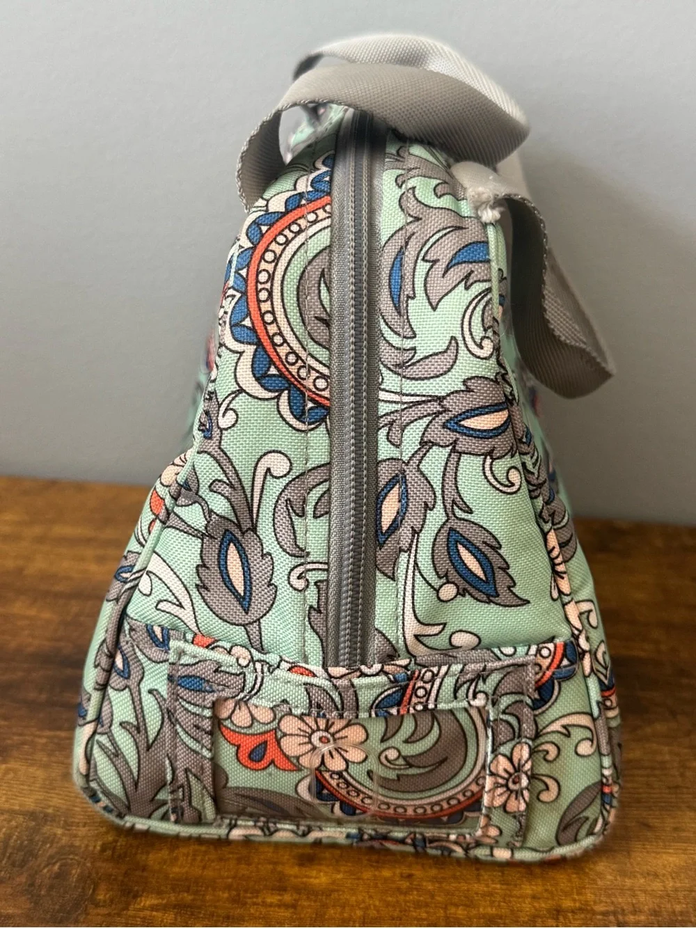 Vera‎ Bradley Insulated Lunch Tote Mint Green Paisley Floral Lunch Bag Zip